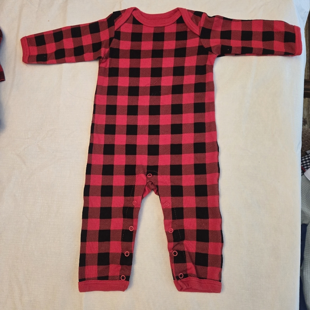 Romper red and black size 6-9 months. Hudson Baby.